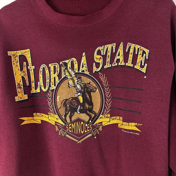 Vintage 90's Florida State Seminoles Crewneck Sweatshirt Mens Red Large Pullover - Picture 2 of 9